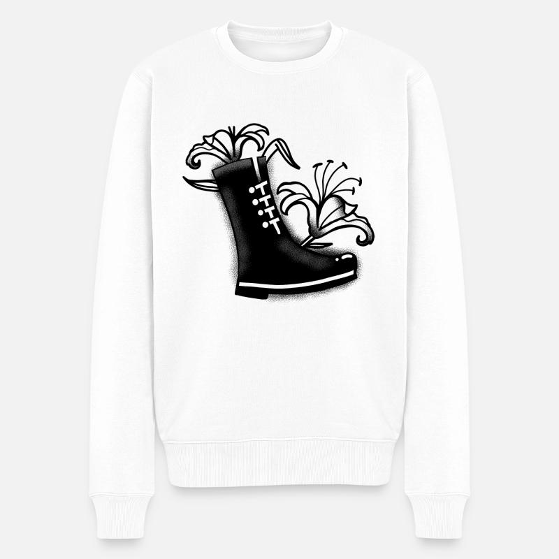 Botte noire avec fleurs de lys - Pull Premium bio Homme - blanc