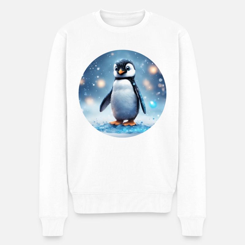 Süßer Pinguin - Männer Premium Bio Pullover - Weiß