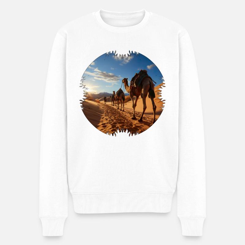 Reise mit einer Kamelkarawane - Männer Premium Bio Pullover - Weiß