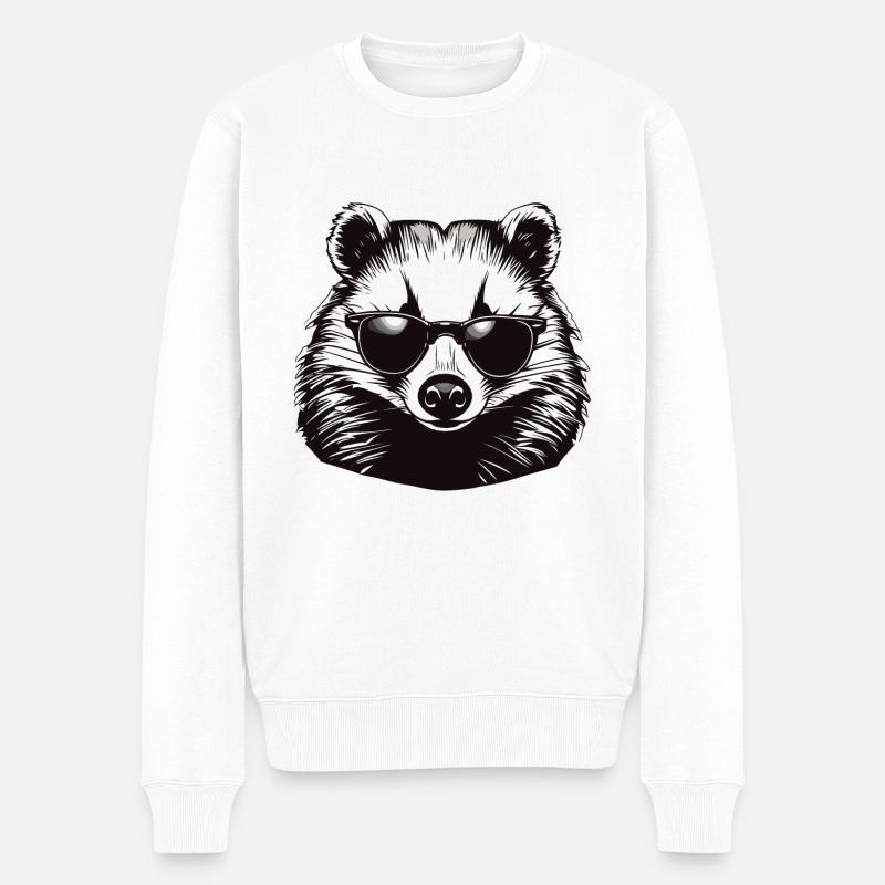 Dachs / Nagetier / Tier / Streifen / Wild - Männer Premium Bio Pullover - Weiß