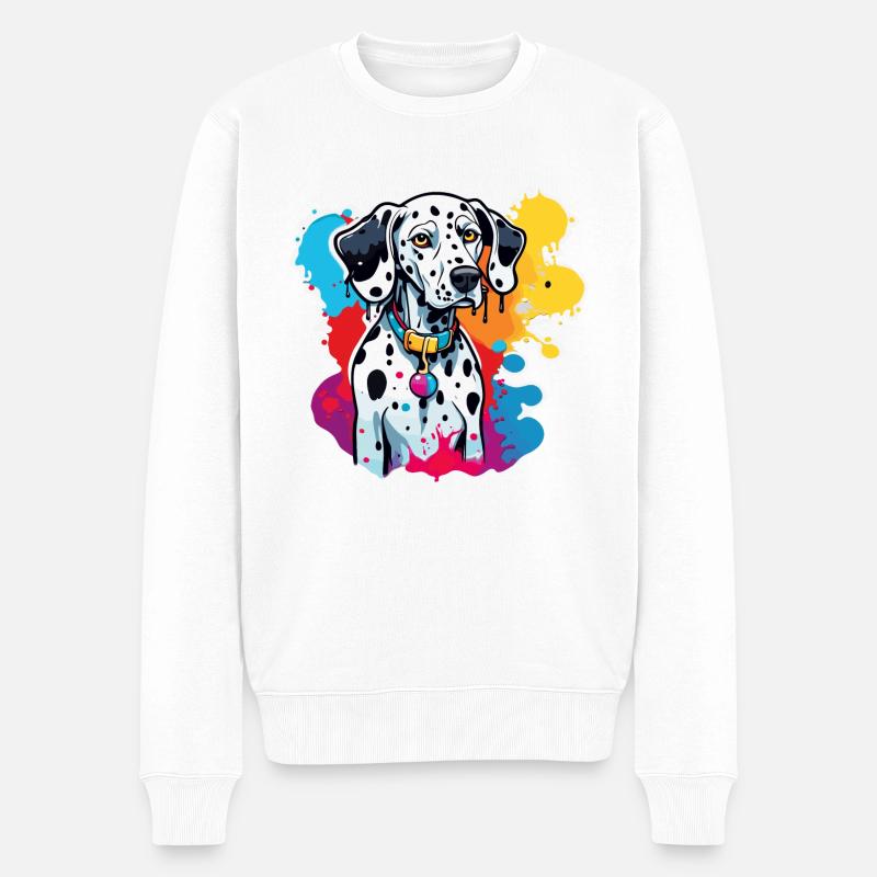 Dalmatiner / Hund / Tier / Haustier / bellen - Männer Premium Bio Pullover - Weiß