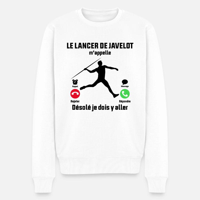 Le Lancer de Javelot M'appelle Je dois y aller - Pull Premium bio Homme - blanc