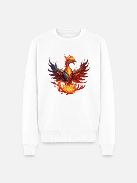 Phoenix / Vogel / Tier / Fabelwesen / Feuer - Männer Premium Bio Pullover - Weiß