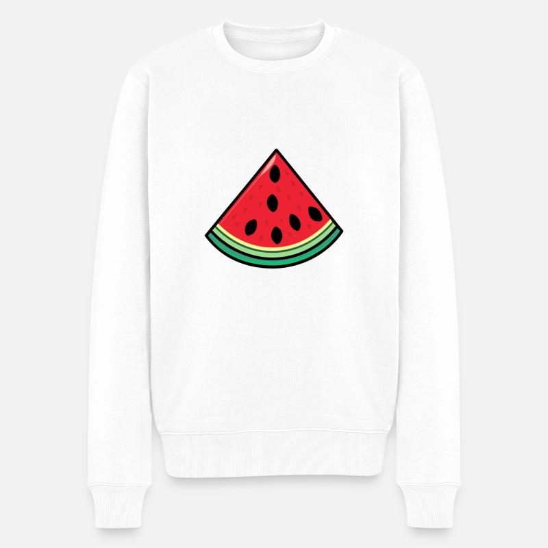 Bestes Essen (Wassermelone) - Männer Premium Bio Pullover - Weiß