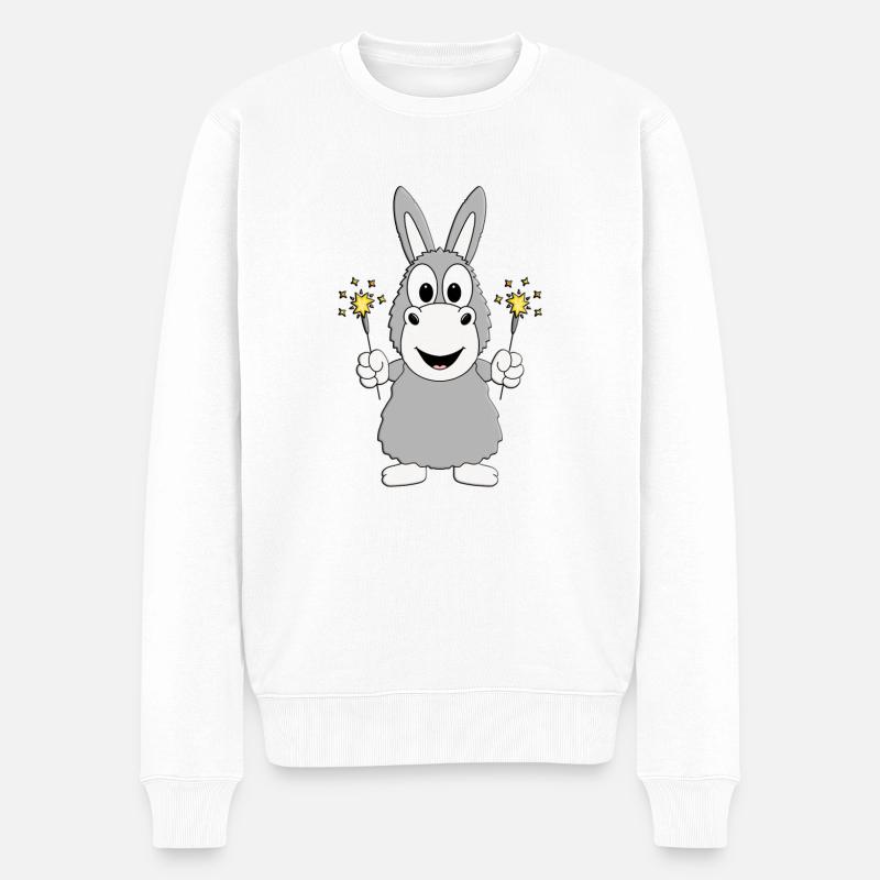 ESEL - WUNDERKERZEN - TIER - Männer Premium Bio Pullover - Weiß