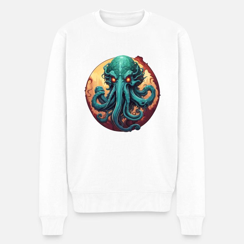 Cthulhu / Demon / Fantasie / Horror / tentakelig - Männer Premium Bio Pullover - Weiß