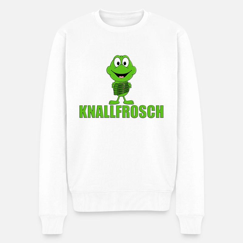 KNALLFROSCH - FROSCH - KNALLER - Männer Premium Bio Pullover - Weiß