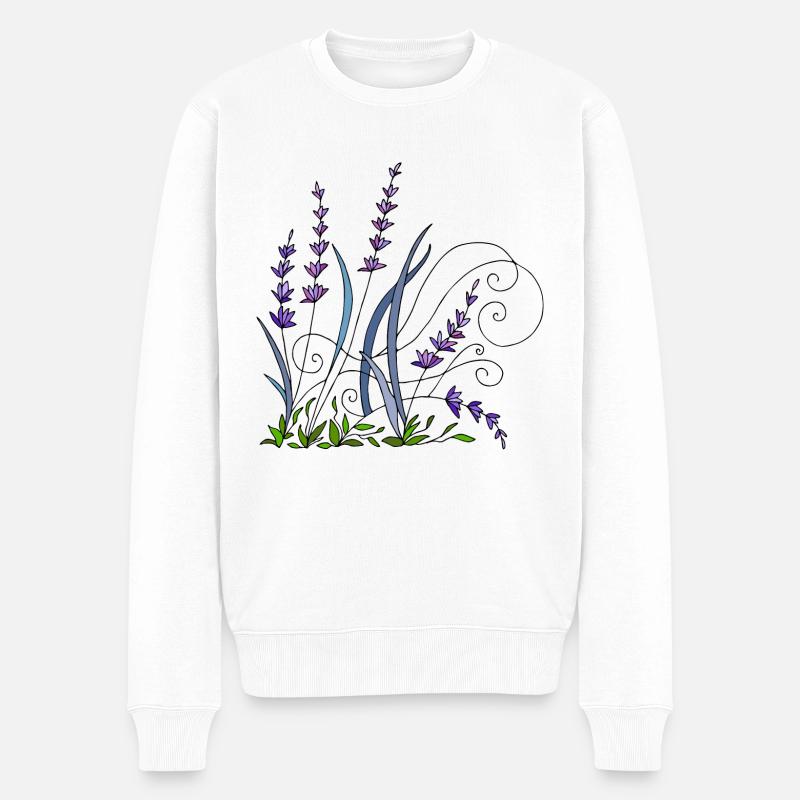 Lavendel - Männer Premium Bio Pullover - Weiß