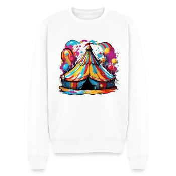 Zirkuszelt / Manege / Unterhaltung / Artisten - Männer Premium Bio Pullover - Weiß - Vorne - Thijin (182cm)