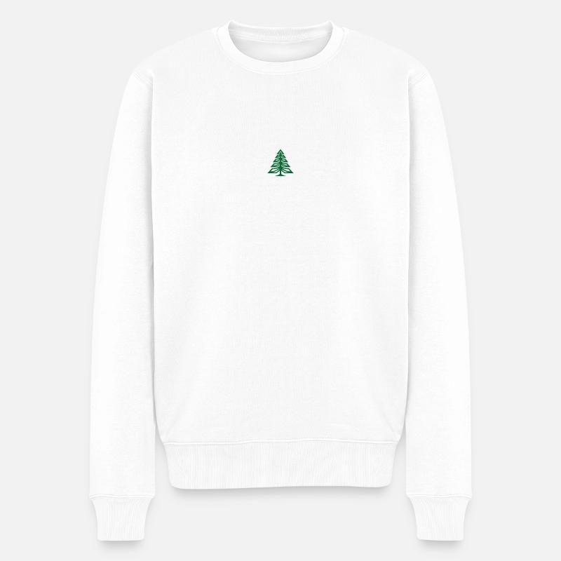 Dezentes Weihnachtsbaum Christbaum Tannenbaum Logo - Männer Premium Bio Pullover - Weiß