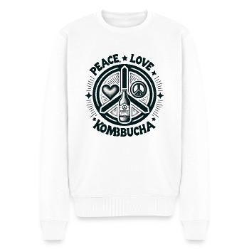 Frieden, Liebe, Kombucha 3 - Männer Premium Bio Pullover - Weiß - Vorne - Thijin (182cm)