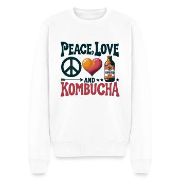 Frieden, Liebe, Kombucha 4 - Männer Premium Bio Pullover - Weiß - Vorne - Thijin (182cm)