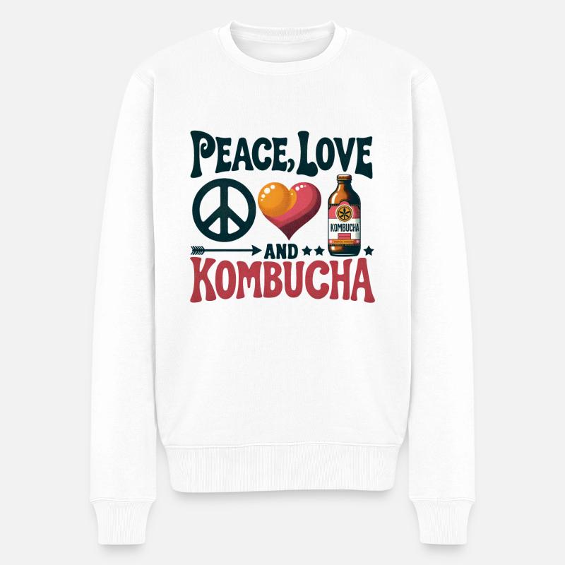Paix, Amour, Kombucha 4 - Pull Premium bio Homme - blanc