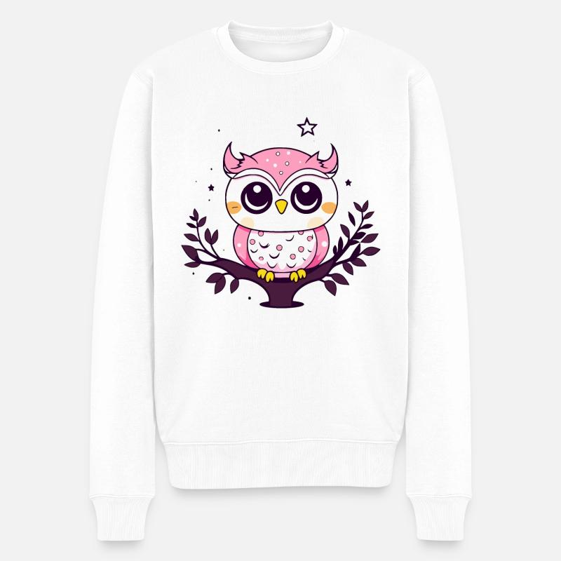 Hibou mignon en rose - Pull Premium bio Homme - blanc