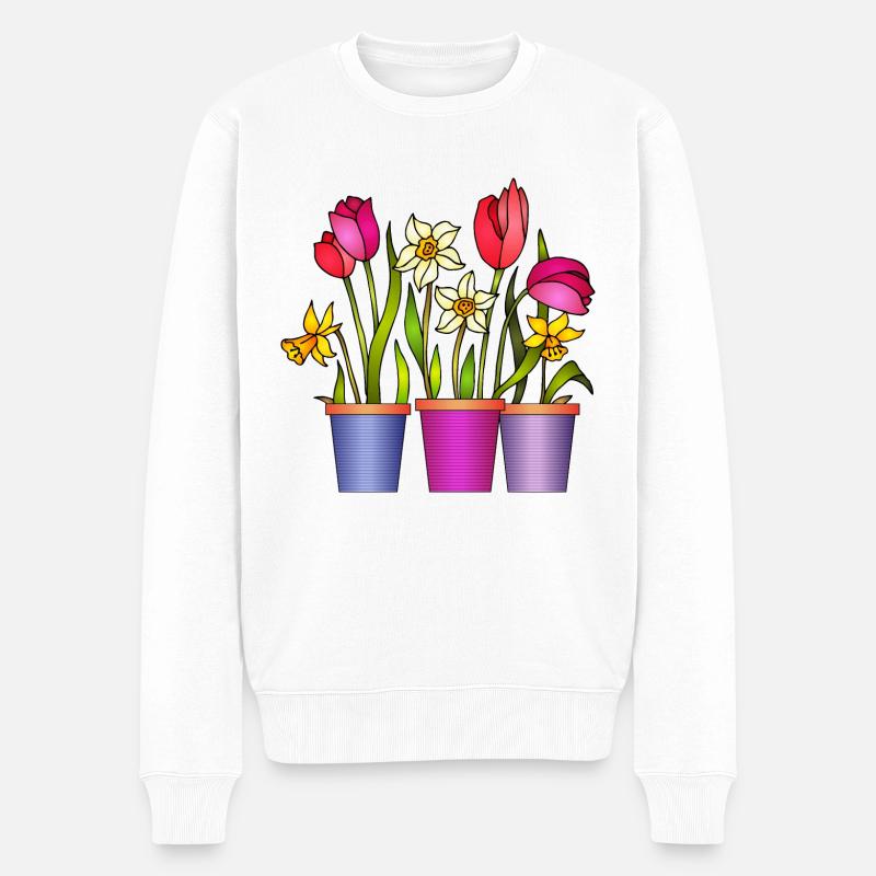 Blumen - Männer Premium Bio Pullover - Weiß