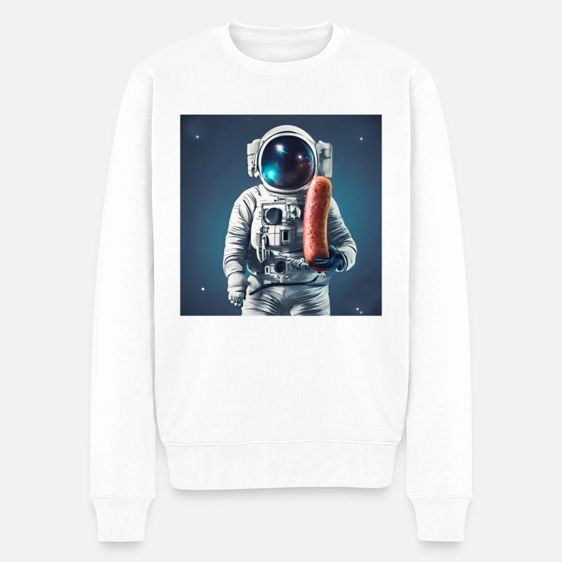 Wurst-Astronaut - Männer Premium Bio Pullover - Weiß