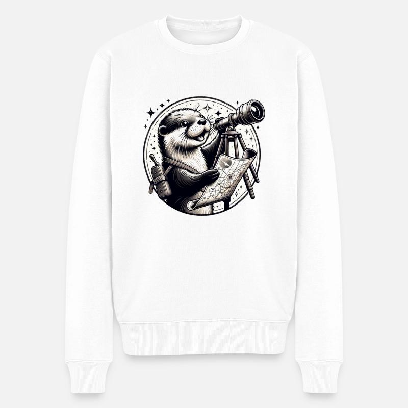 Otter Astral Explorer - Männer Premium Bio Pullover - Weiß