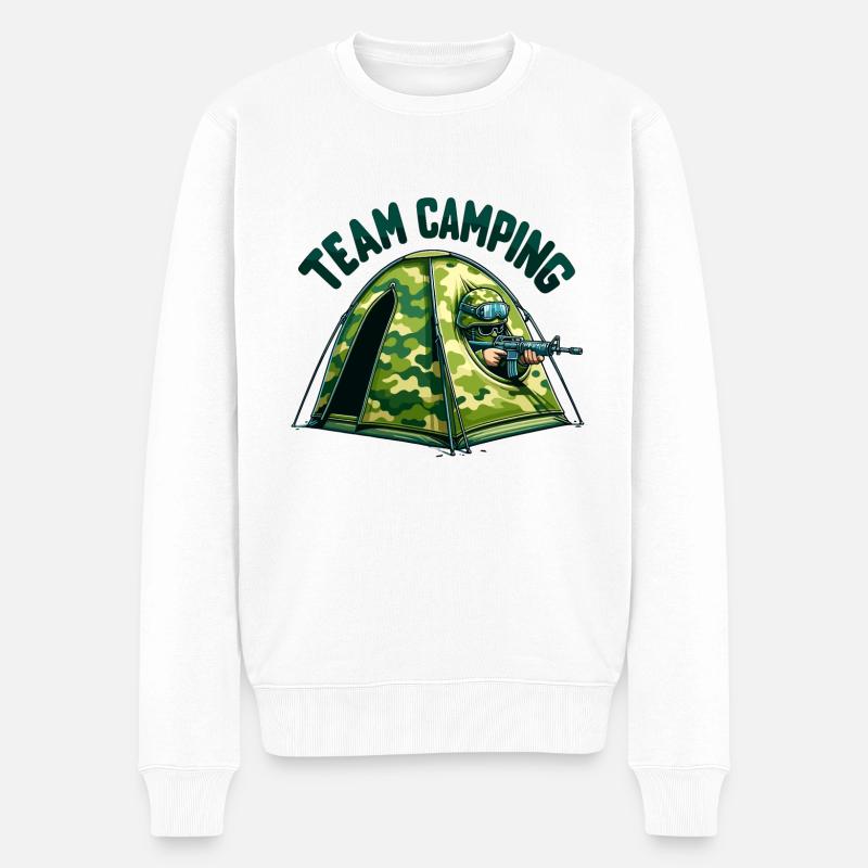 Lustiger FPS-Camper - Männer Premium Bio Pullover - Weiß