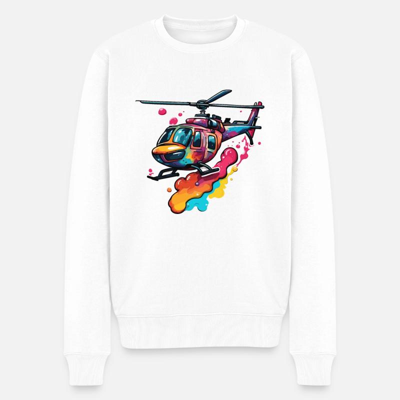 Hélicoptère / Hélicoptère / Vol / Aviation - Pull Premium bio Homme - blanc