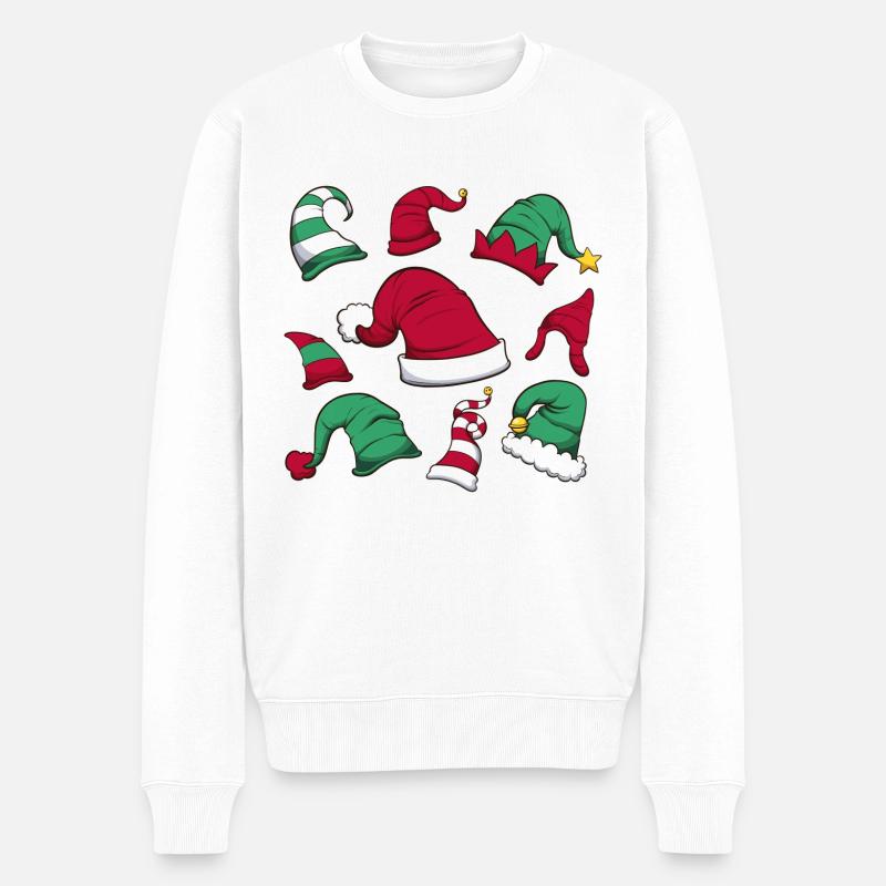 Weihnachtsmützen - Männer Premium Bio Pullover - Weiß