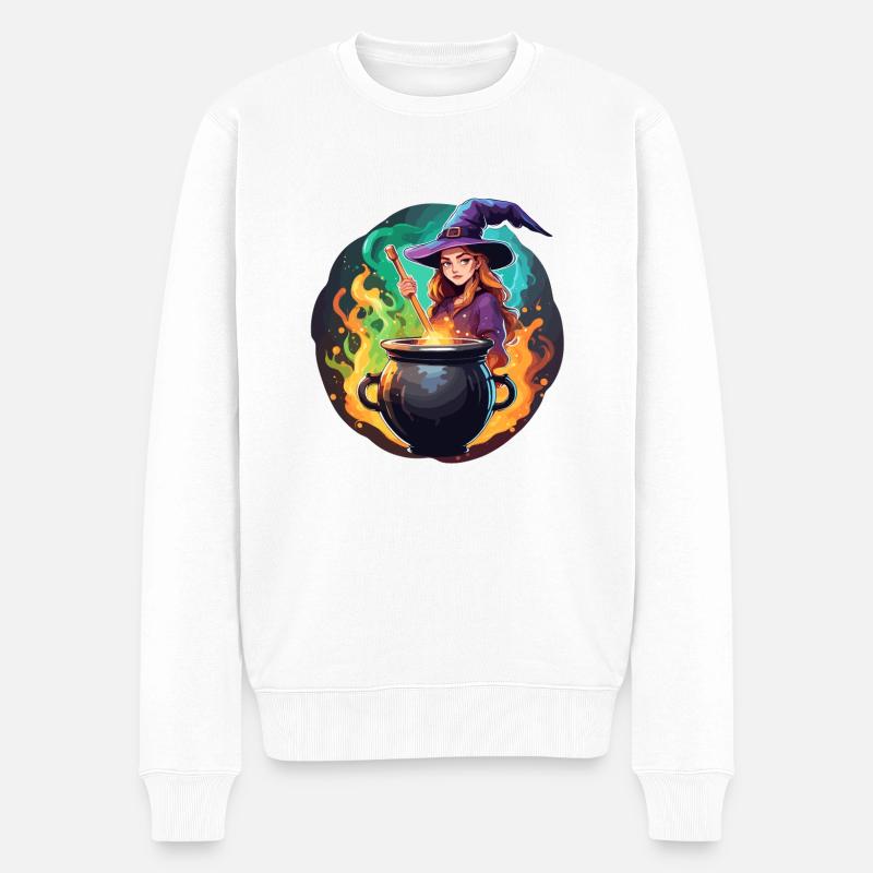 Hexe / Magie / Hexenritual / Märchen / Zauber - Männer Premium Bio Pullover - Weiß