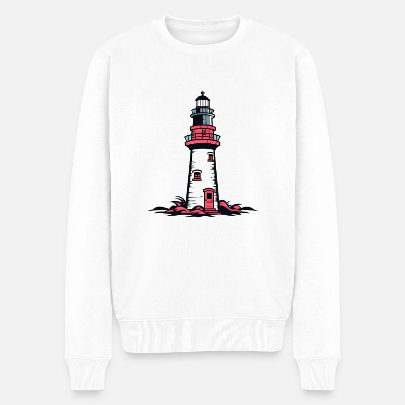 Kleiner Leuchtturm - Männer Premium Bio Pullover - Weiß