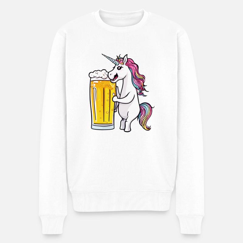 Einhorn-Bier - Männer Premium Bio Pullover - Weiß