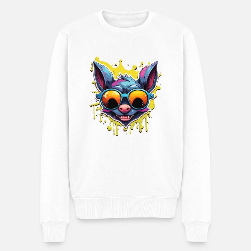 Chauve-souris / Vampire / Dracula / Animal / Halloween - Pull Premium bio Homme - blanc