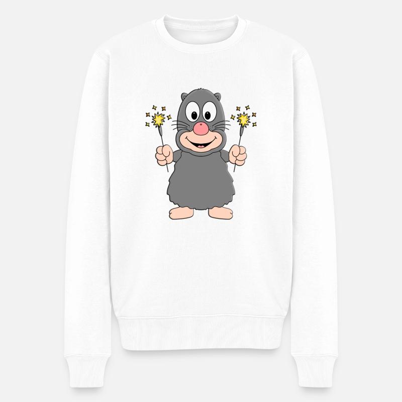 MAULWURF - WUNDERKERZEN - TIER - Männer Premium Bio Pullover - Weiß