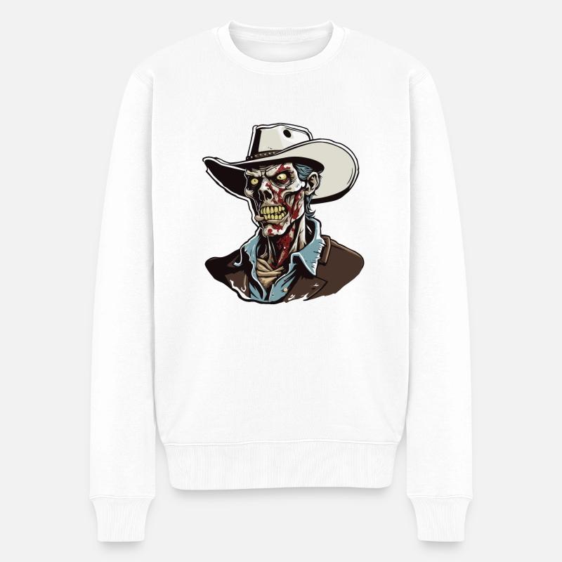 Cowboy / Wilde Westen / Wüste / Lasso / Rodeo - Männer Premium Bio Pullover - Weiß