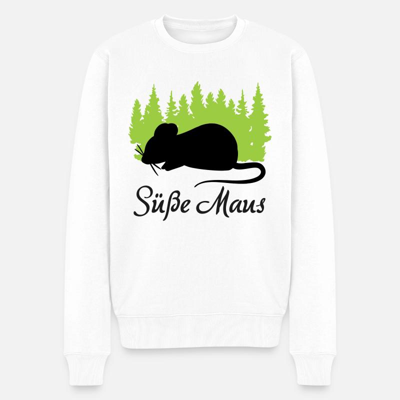 "Süße Maus: Zart und Liebenswert" - Männer Premium Bio Pullover - Weiß