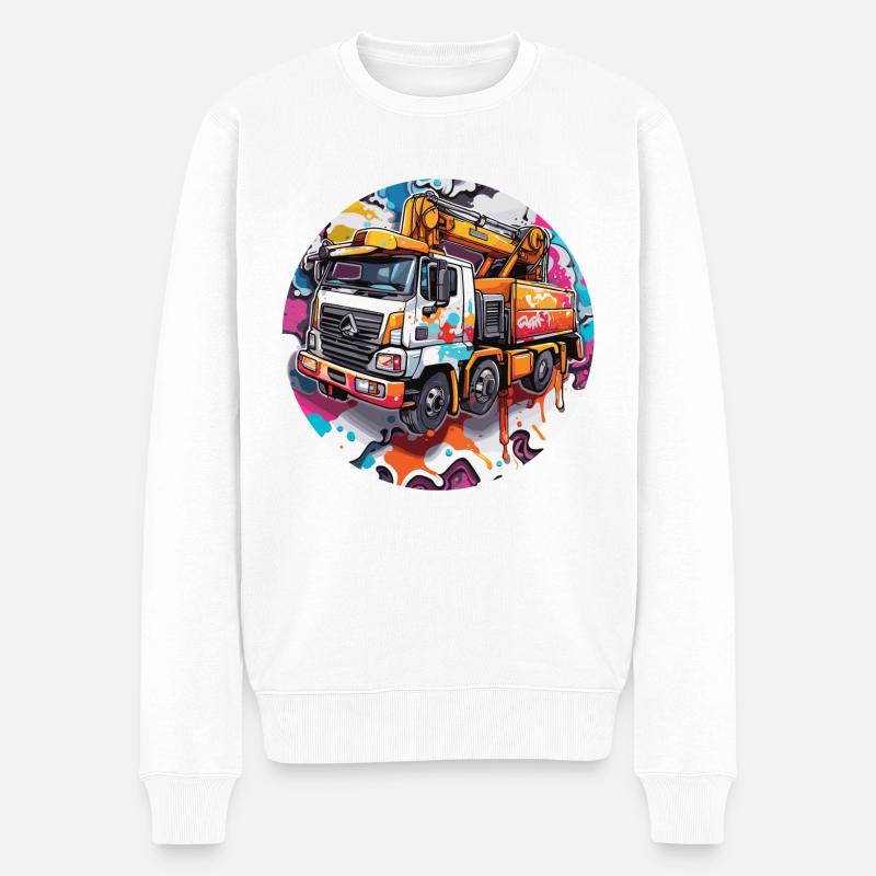 Kran / Baustelle / Seilwinde / Kransystem - Männer Premium Bio Pullover - Weiß