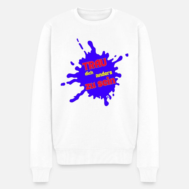 Farbige Courage: Andersartigkeit wagen 3 - Männer Premium Bio Pullover - Weiß