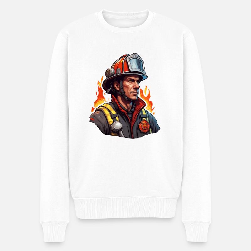 Pompier/Incendie/Incendie/Extinction/Héros - Pull Premium bio Homme - blanc