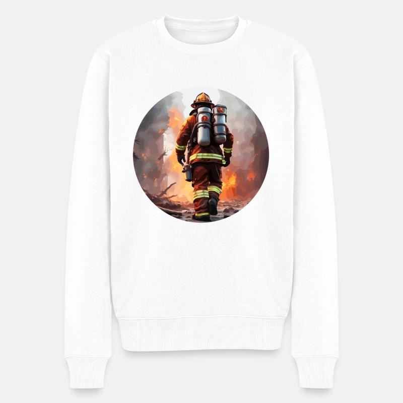 Pompier/Incendie/Incendie/Extinction/Héros - Pull Premium bio Homme - blanc