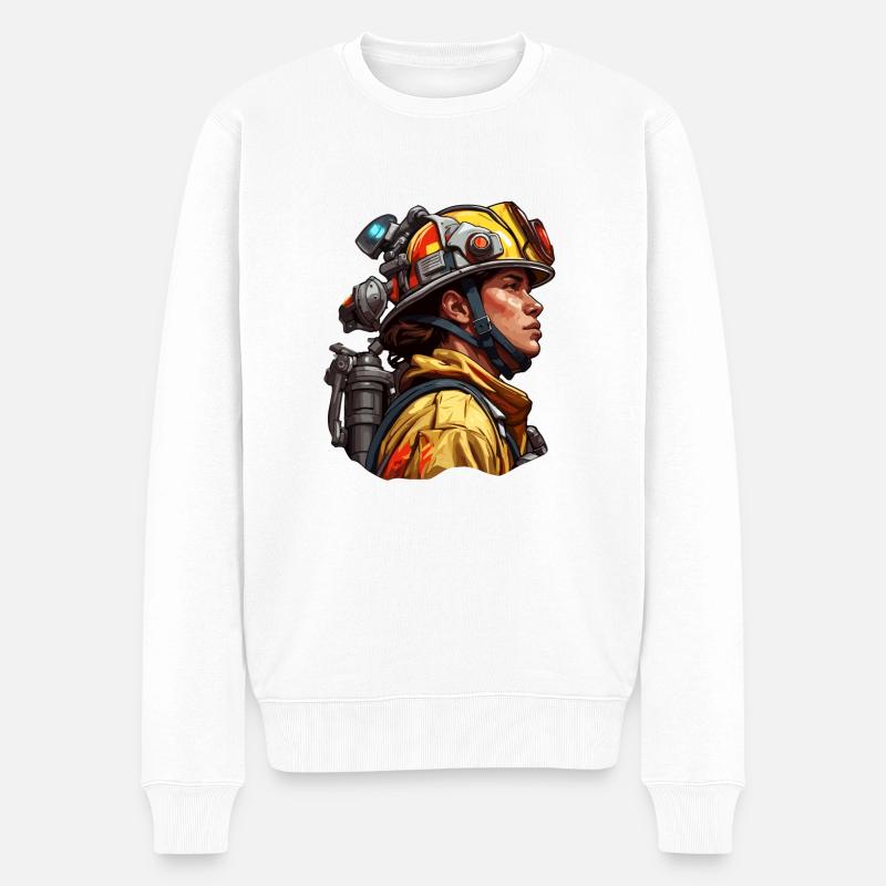 Pompier/Incendie/Incendie/Extinction/Héroïne - Pull Premium bio Homme - blanc