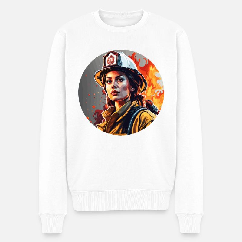 Pompier/Incendie/Incendie/Extinction/Héroïne - Pull Premium bio Homme - blanc
