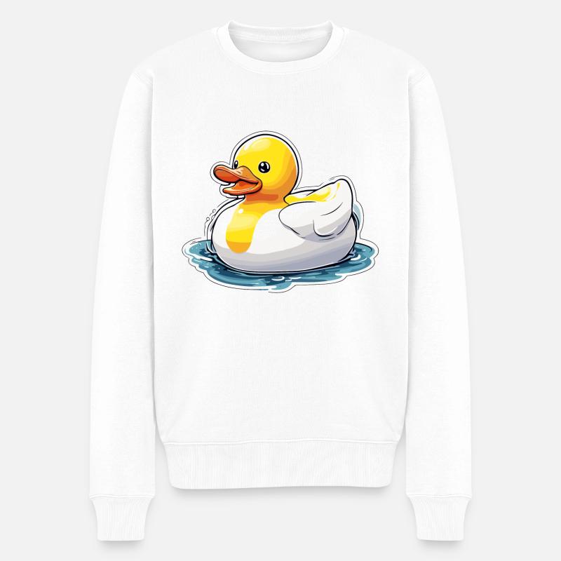 Gummiente / Badeente / Wasser / Badewanne - Männer Premium Bio Pullover - Weiß
