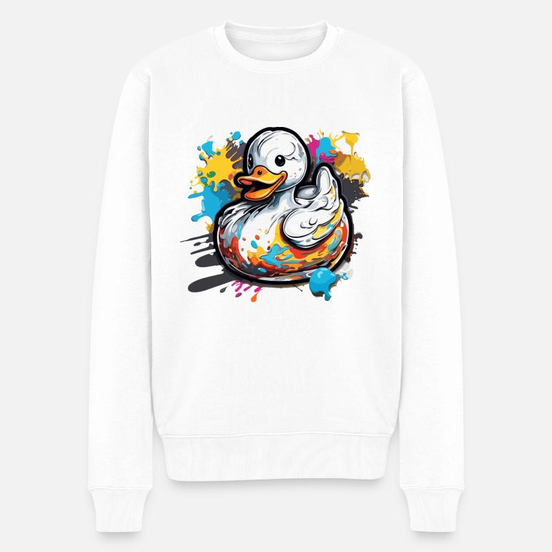 Canard en caoutchouc / canard en caoutchouc / eau / baignoire - Pull Premium bio Homme - blanc