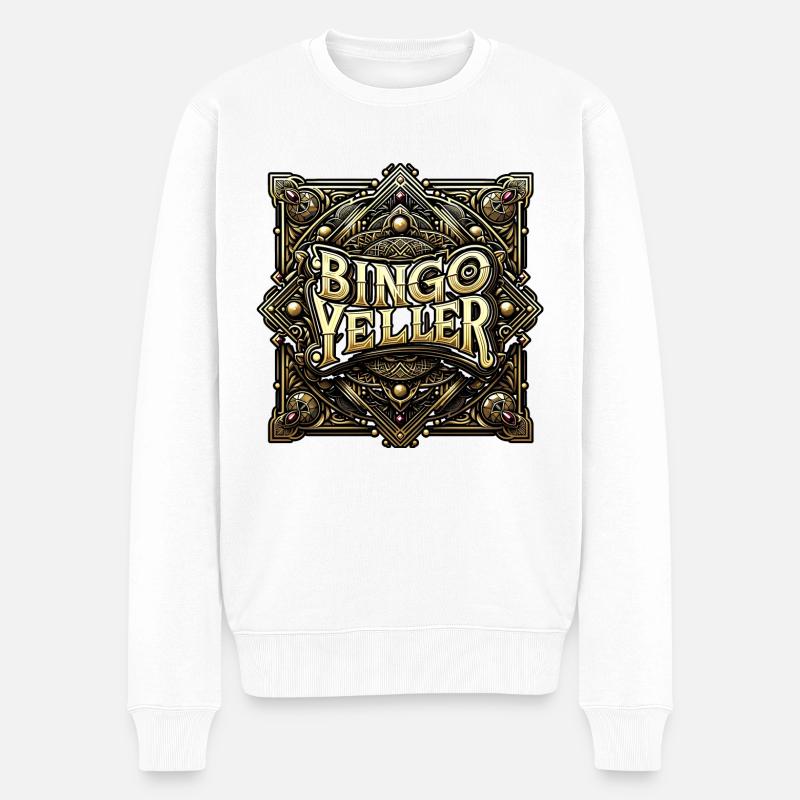Bingo Yeller 5 - Männer Premium Bio Pullover - Weiß