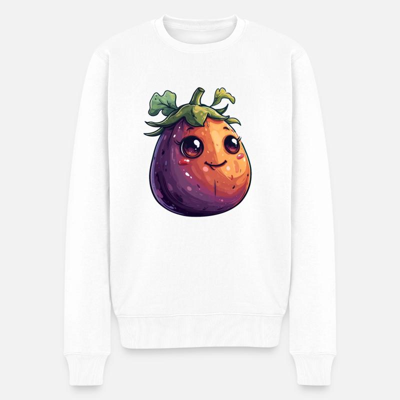 Aubergine Comic Face - Pull Premium bio Homme - blanc
