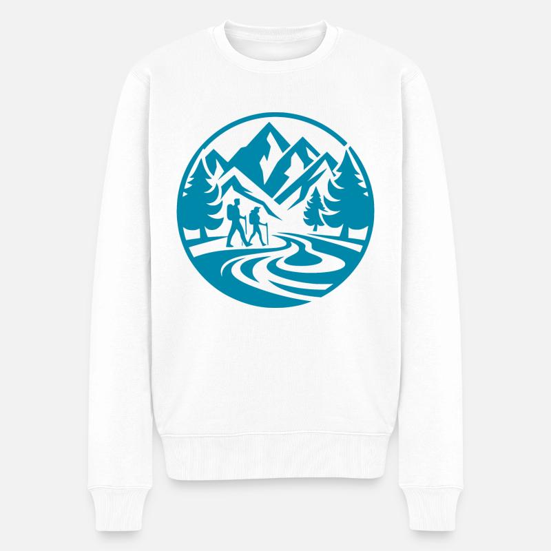 Wandern - Männer Premium Bio Pullover - Weiß