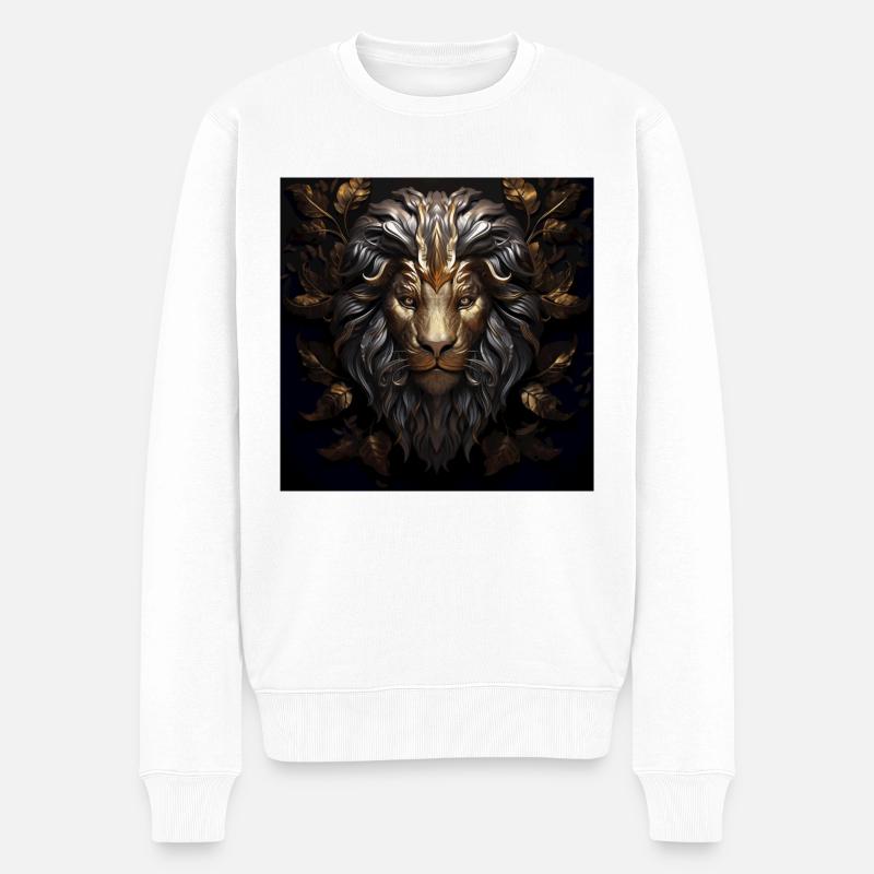 Tête de lion d’or - Pull Premium bio Homme - blanc