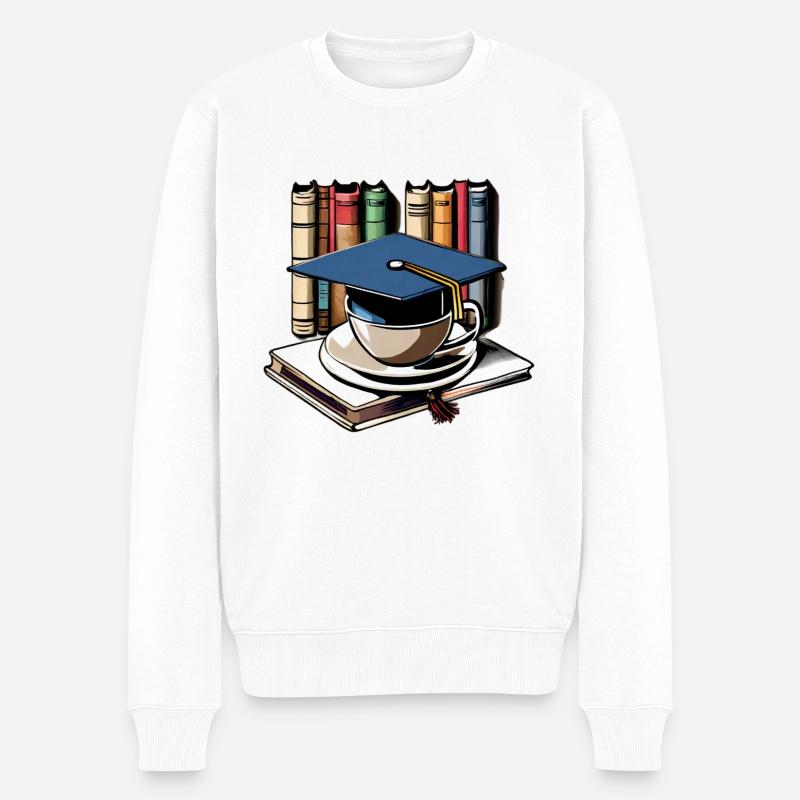Studien mit Kaffee - Männer Premium Bio Pullover - Weiß