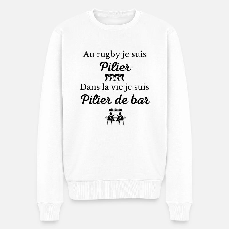 Rugby Pilier de Bar - Pull Premium bio Homme - blanc