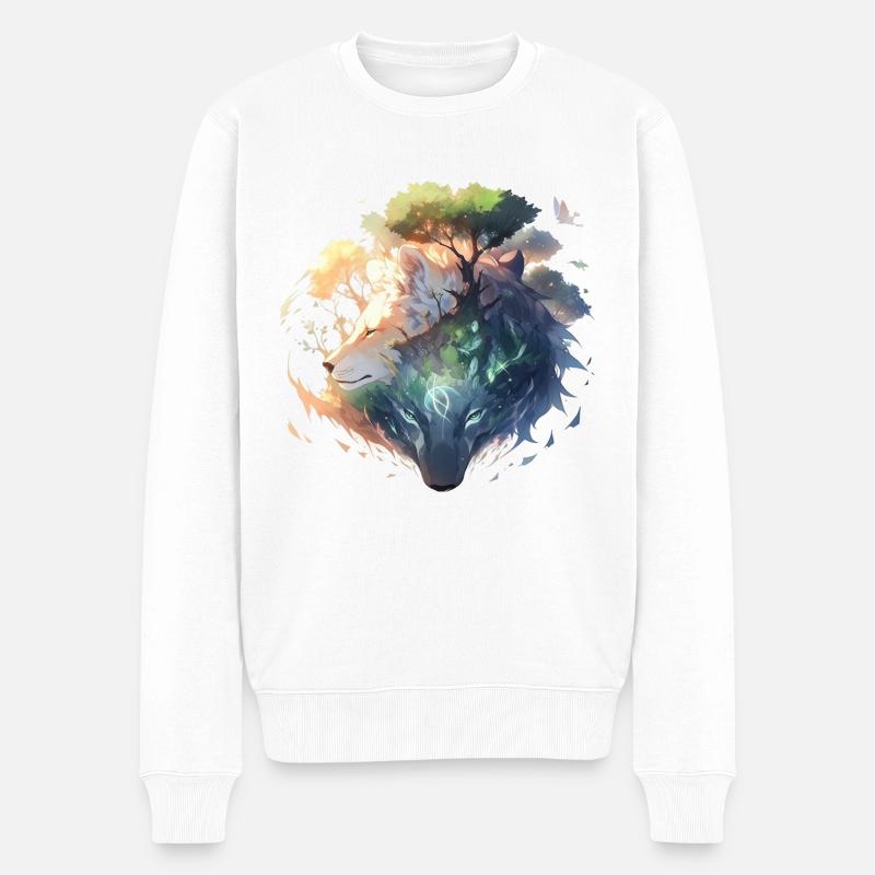 Wölfe - Männer Premium Bio Pullover - Weiß