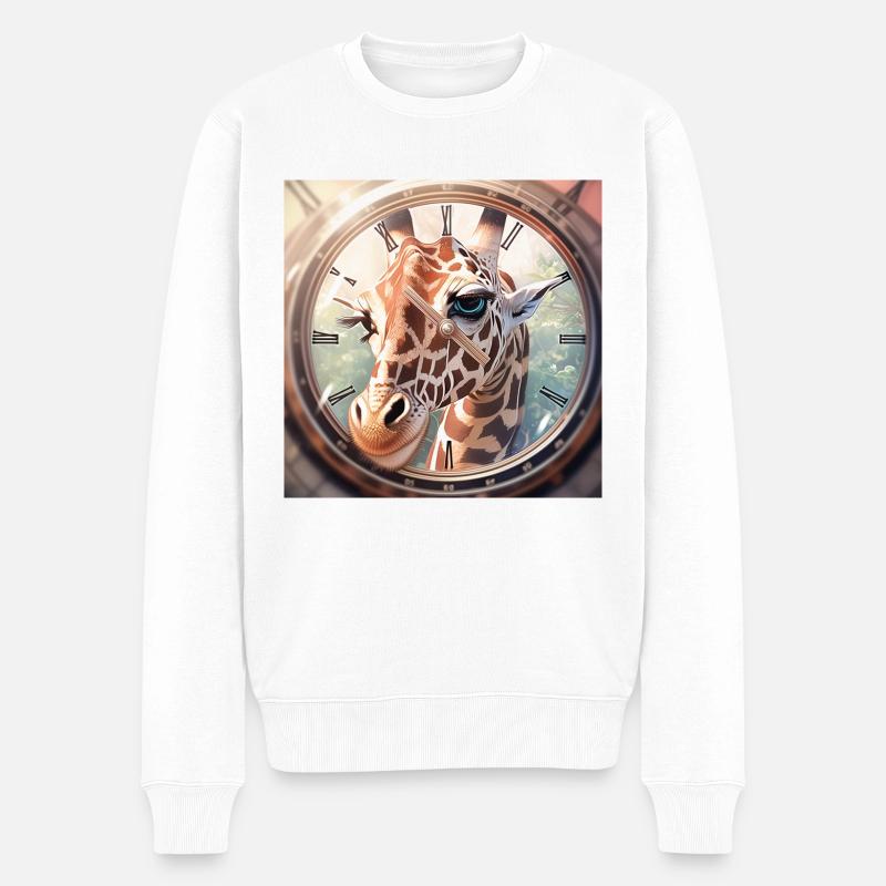 Die Giraffenuhr - Männer Premium Bio Pullover - Weiß