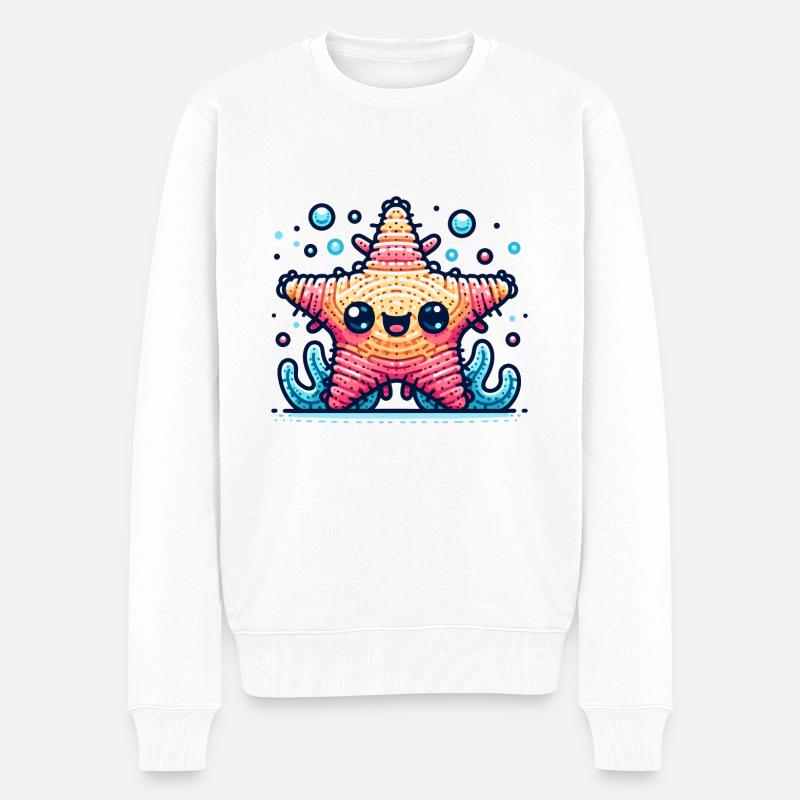 Amigurumi Stern taucht im Wasser - Männer Premium Bio Pullover - Weiß