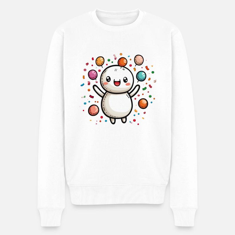 Fasnachtsfreude mit Konfetti - Männer Premium Bio Pullover - Weiß