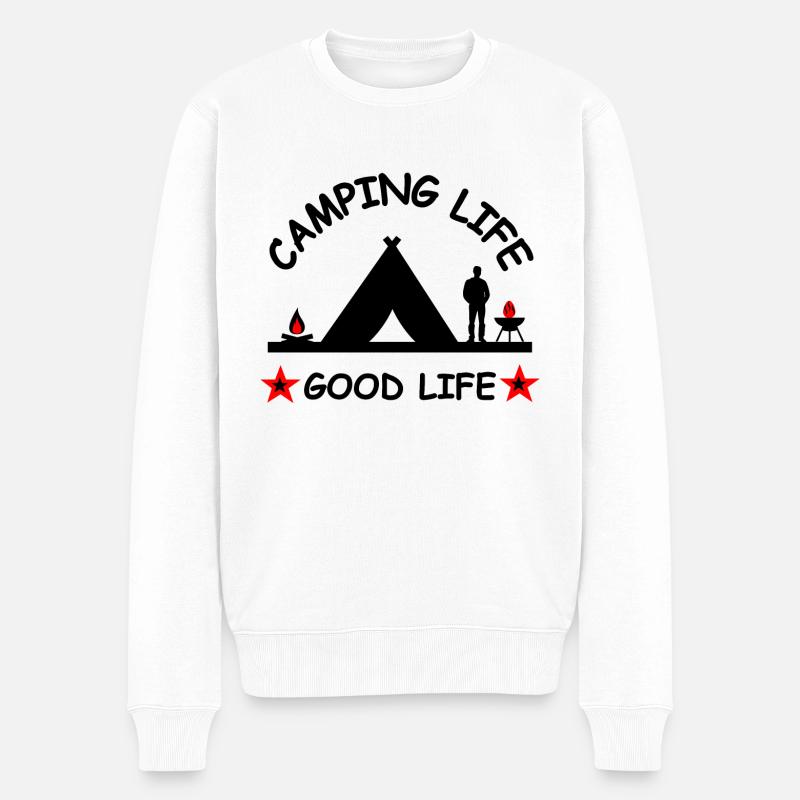 Camping - Männer Premium Bio Pullover - Weiß